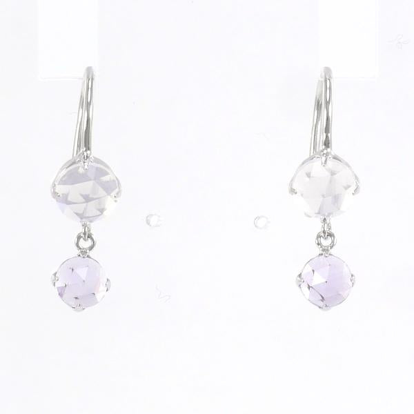 K14 White Gold Rose Quartz Amethyst Earrings in Great Condition