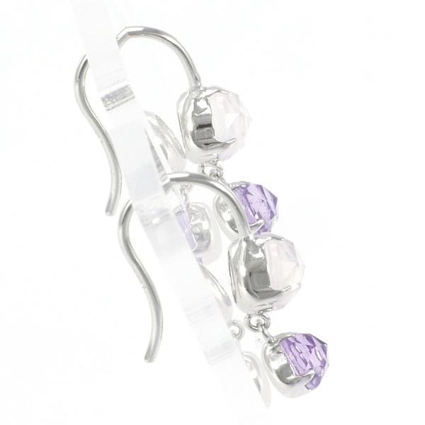 K14 White Gold Rose Quartz Amethyst Earrings in Great Condition