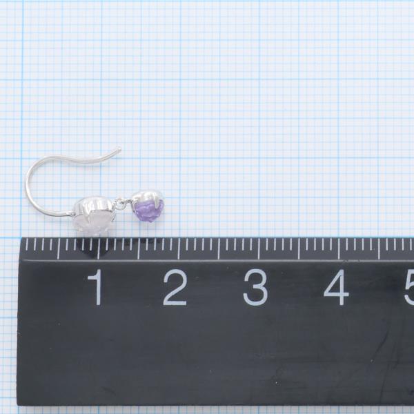 K14 White Gold Rose Quartz Amethyst Earrings in Great Condition