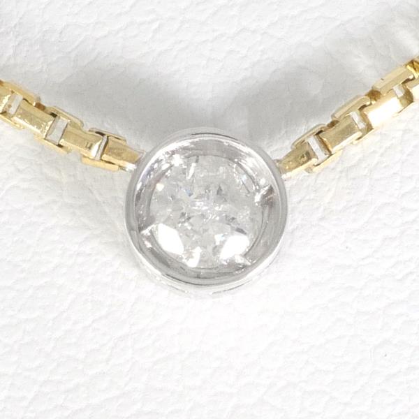 K14 Yellow/White Gold Diamond Necklace in Excellent Condition