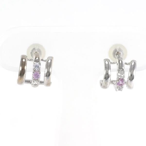 K10 White Gold Pink Sapphire Earrings in Excellent Condition