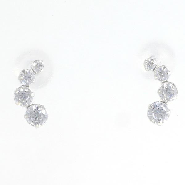 K10 White Gold Zirconia Earrings in Excellent Condition