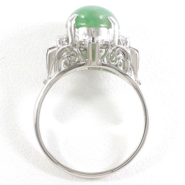Ladies' Platinum PT900 Ring, Size 11.5 with Jade and 0.09 ct Diamond, total weight approx. 5.6g