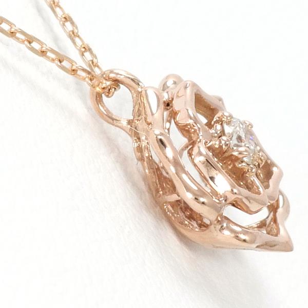 K10 Pink Gold Diamond Necklace in Excellent Condition