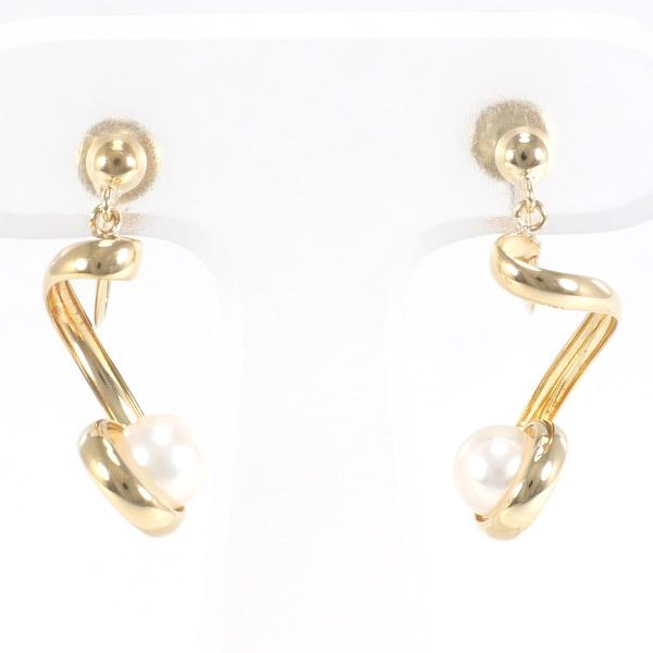 K18 Yellow Gold Pearl Earrings in Excellent Condition