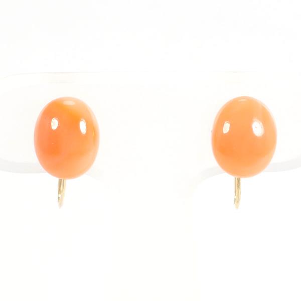 K18 Yellow Gold Coral Earrings in Excellent Condition