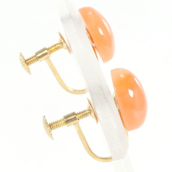 K18 Yellow Gold Coral Earrings in Excellent Condition