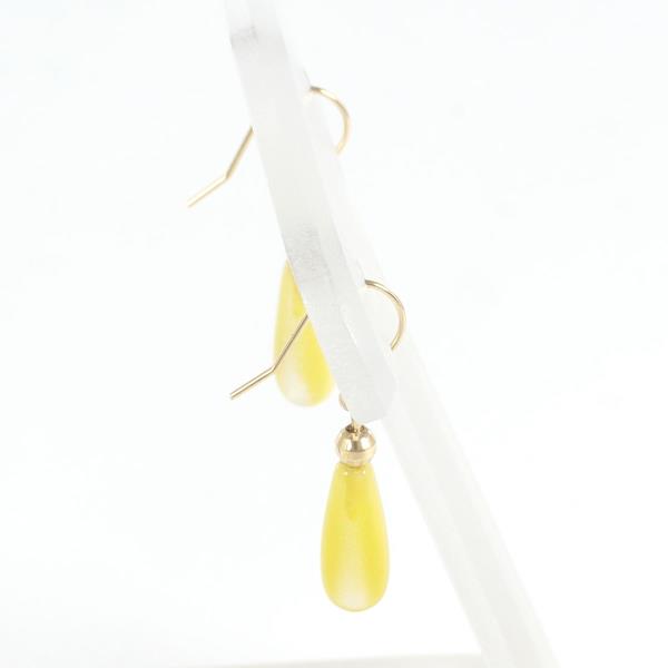 K18 Yellow Gold Earrings with Natural Stone, 0.8g in Great Condition