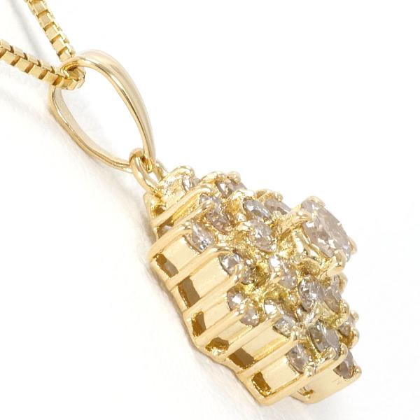 Star Motif Necklace with 1.00ct Diamond in K18 Yellow Gold, White, Women’s  (Used)