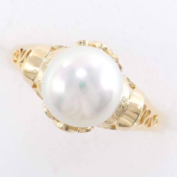 K18 Yellow Gold Pearl Ring 12号 in Excellent Condition