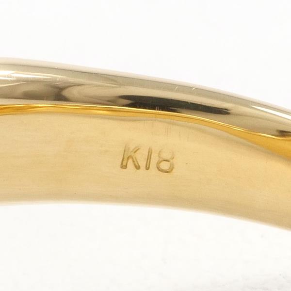 K18 Yellow Gold Ring with Akoya Pearl and Diamond in Excellent Condition