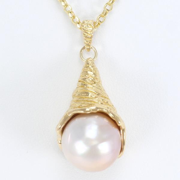 K18 Yellow Gold Necklace with Freshwater Pearl in Excellent Condition