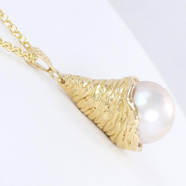 K18 Yellow Gold Necklace with Freshwater Pearl in Excellent Condition