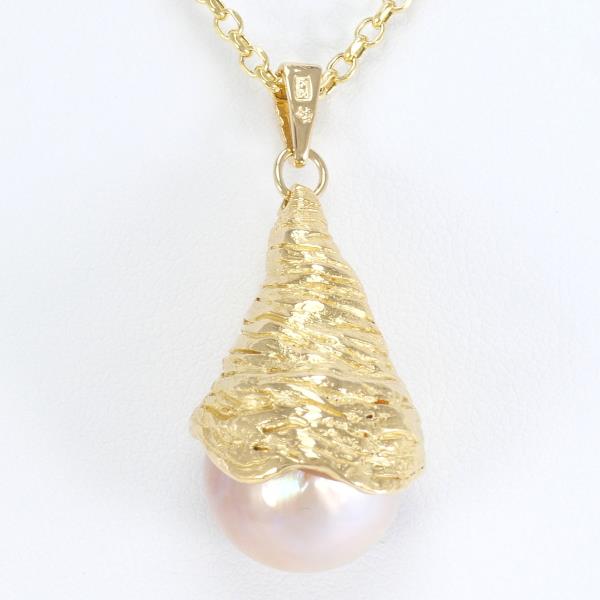 K18 Yellow Gold Necklace with Freshwater Pearl in Excellent Condition