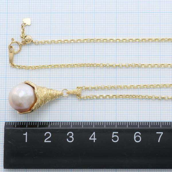 K18 Yellow Gold Necklace with Freshwater Pearl in Excellent Condition