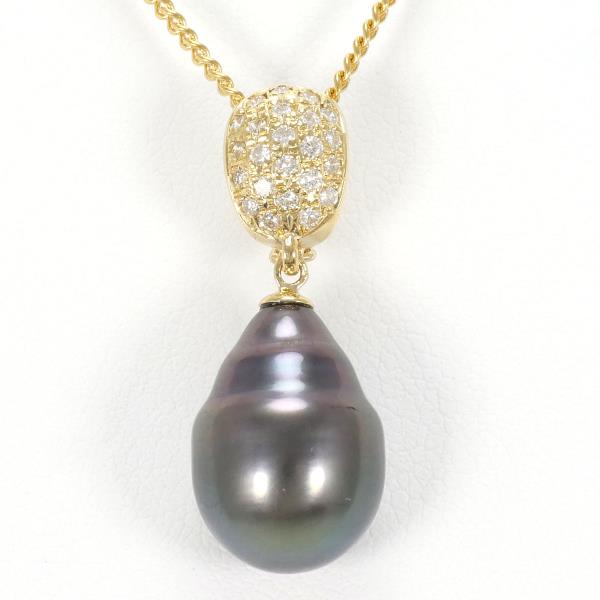 K18 Yellow Gold Pearl Diamond Necklace in Pristine Condition