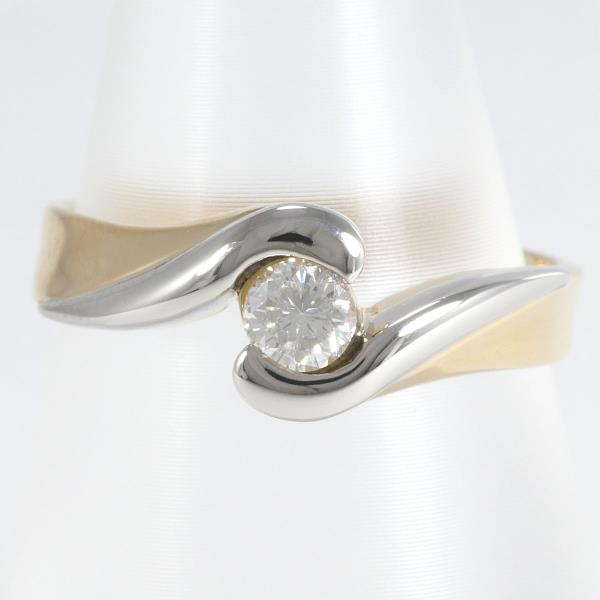 PT900 Platinum and K18 Yellow Gold Ring with 0.19 ct Diamond - Size 10.5 for Women in Excellent Condition