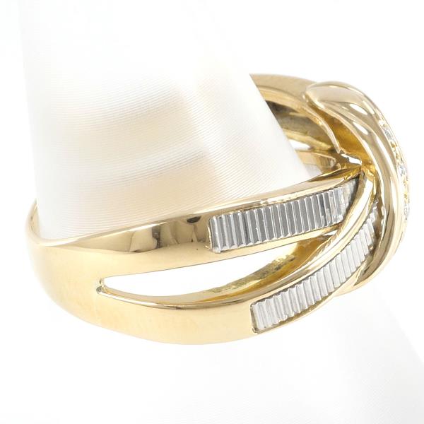 Platinum PT900 & K18 Yellow Gold Ring with Diamond 0.02, Size 13, Total Weight About 5.2g