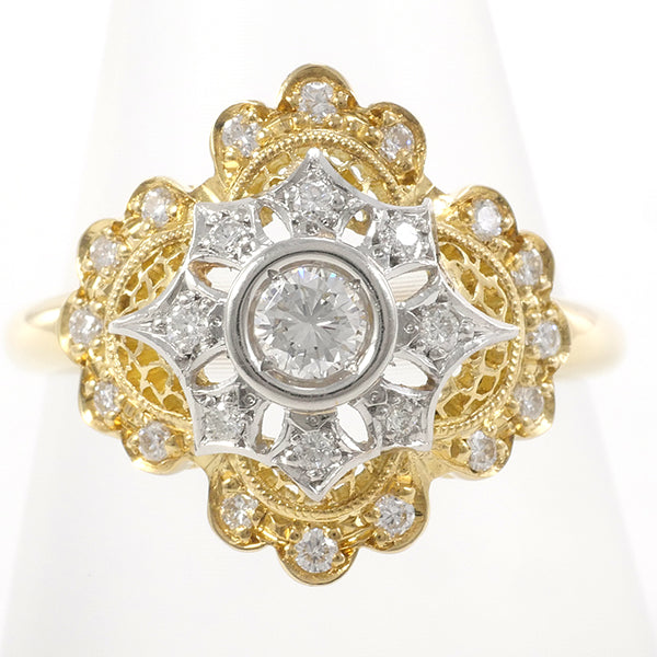 PT900 Platinum K18 Yellow Gold Diamond Ring