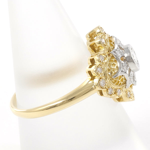 PT900 Platinum K18 Yellow Gold Diamond Ring