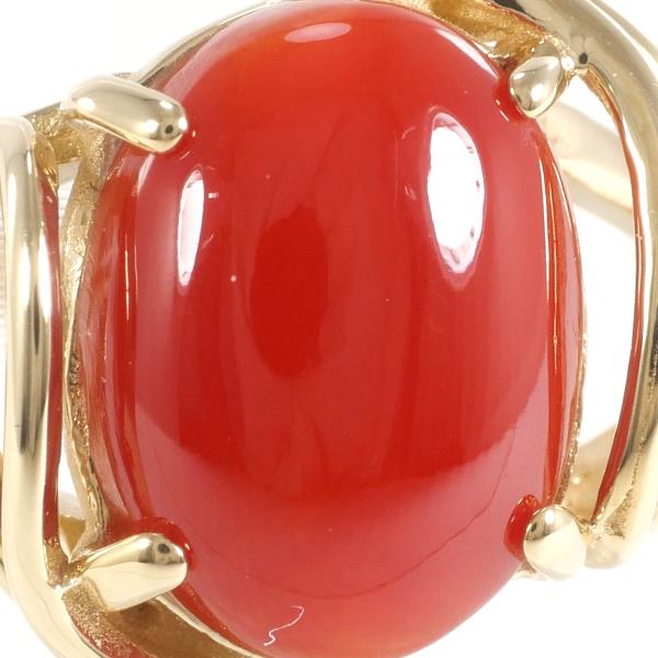 14K Yellow Gold Coral Ring Size 9