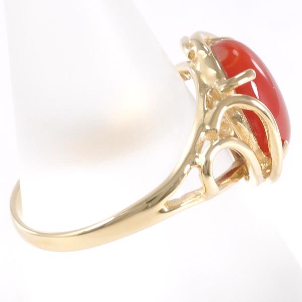 14K Yellow Gold Coral Ring Size 9