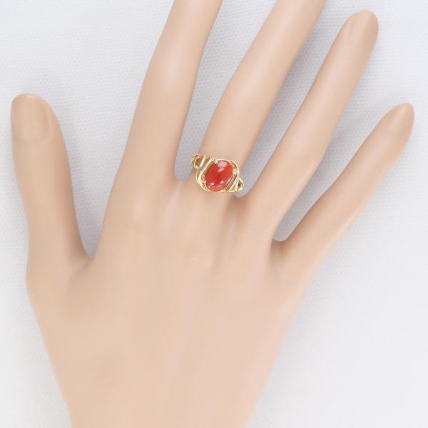 14K Yellow Gold Coral Ring Size 9