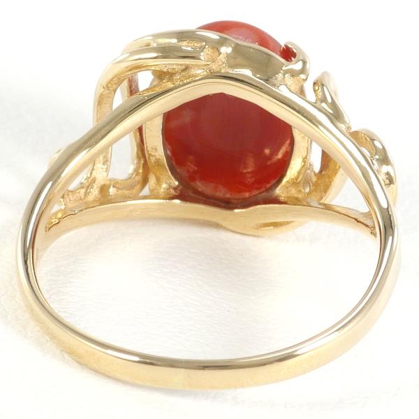 14K Yellow Gold Coral Ring Size 9