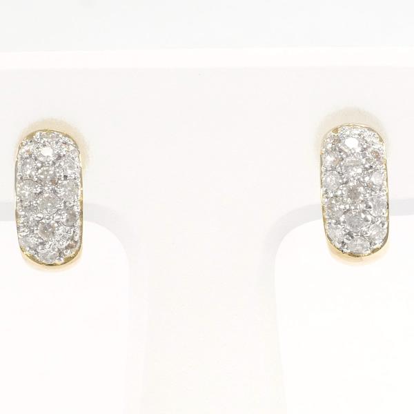 K18 Yellow Gold White Gold Diamond Earrings in Excellent Condition