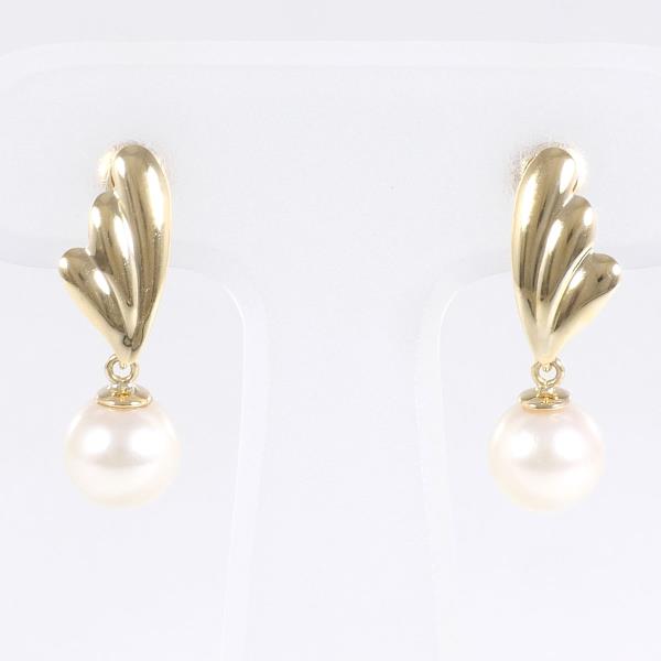 K18 Yellow Gold Pearl Earrings in Excellent Condition