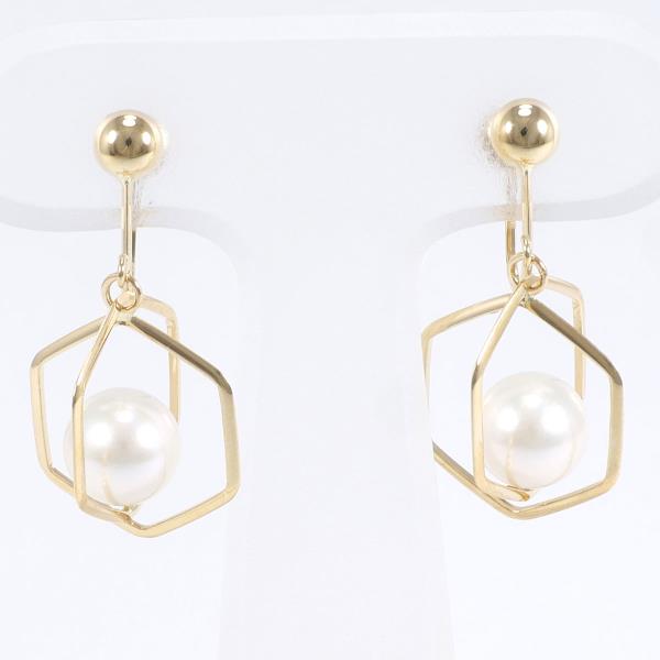 K18 Yellow Gold Pearl Earrings in Excellent Condition