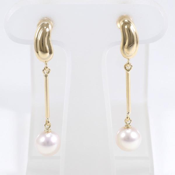 K18 Yellow Gold Pearl Earrings in Excellent Condition