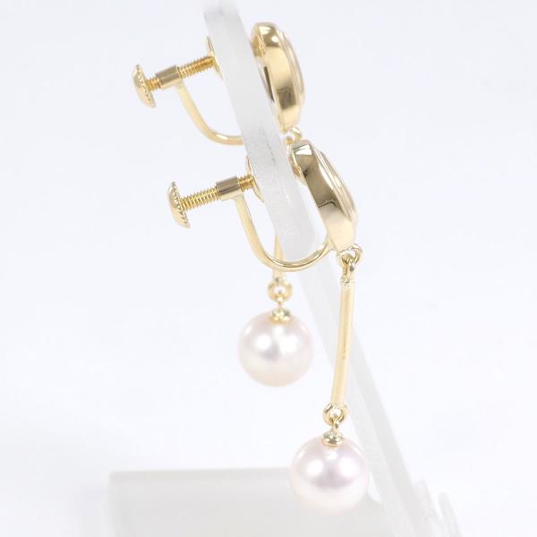 K18 Yellow Gold Pearl Earrings in Excellent Condition