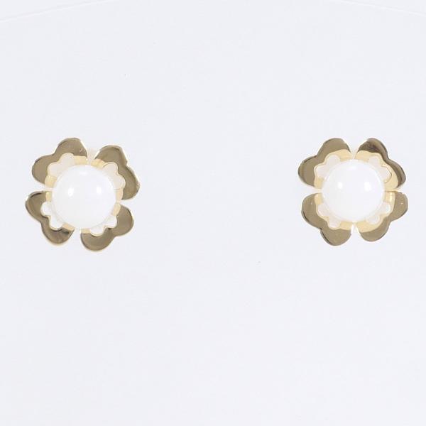 K18 Yellow Gold Earrings with Natural Stone in Excellent Condition