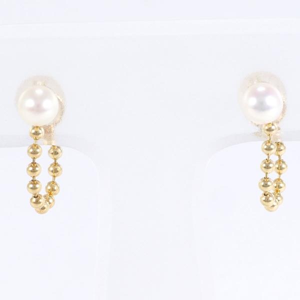 K18 Yellow Gold Pearl Earrings in Great Condition