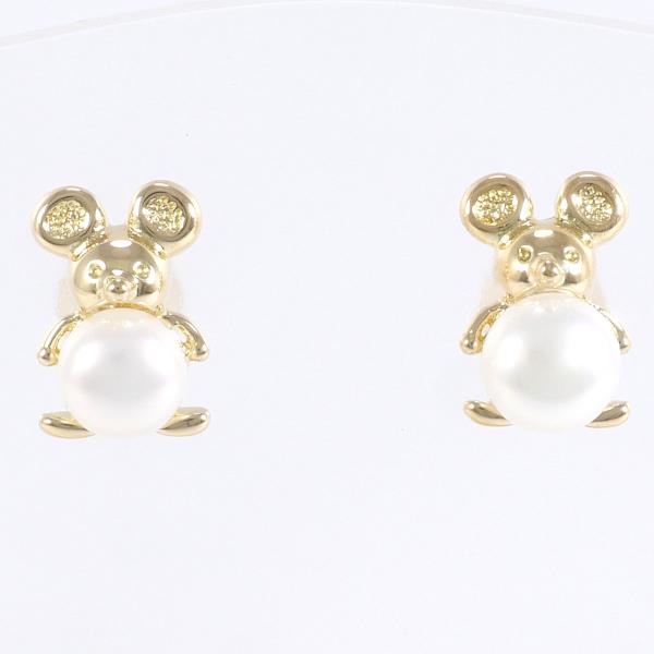 K18 Yellow Gold Pearl Earrings in Excellent Condition