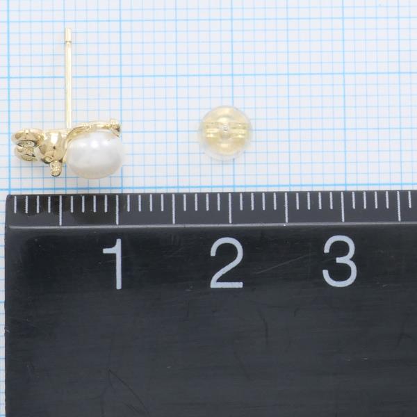 K18 Yellow Gold Pearl Earrings in Excellent Condition