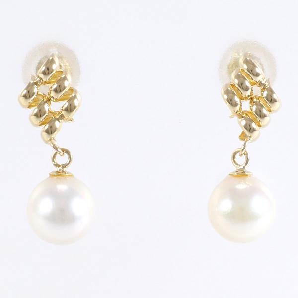 K18 Yellow Gold Pearl Earrings in Excellent Condition