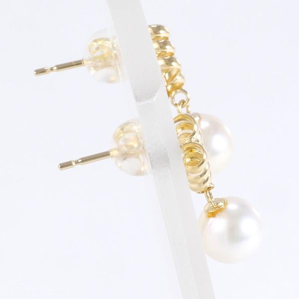 K18 Yellow Gold Pearl Earrings in Excellent Condition