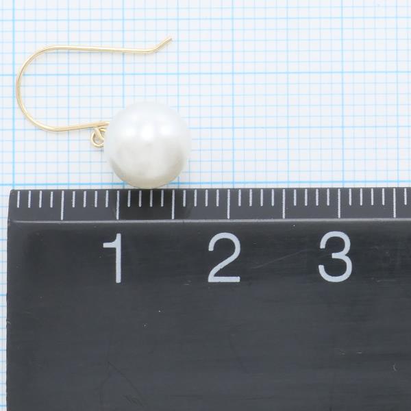 K18 Yellow Gold Imitation Pearl Earrings in Great Condition