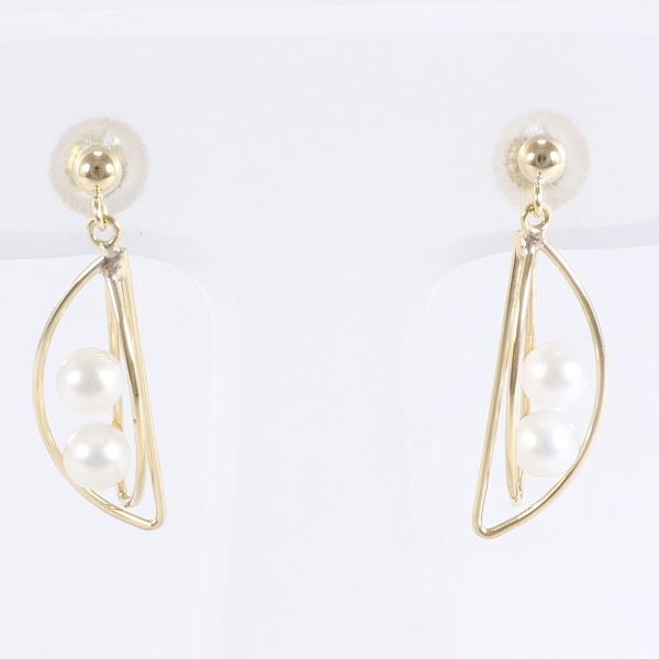 K18 Yellow Gold Pearl Earrings in Great Condition