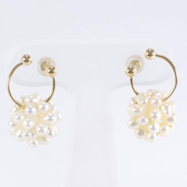 K18 Yellow Gold Pearl Earrings in Great Condition