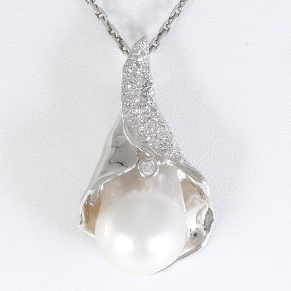 PT900 Platinum PT850 Necklace Pearl South Sea Pearl Diamond in Excellent Condition