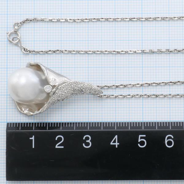 PT900 Platinum PT850 Necklace Pearl South Sea Pearl Diamond in Excellent Condition