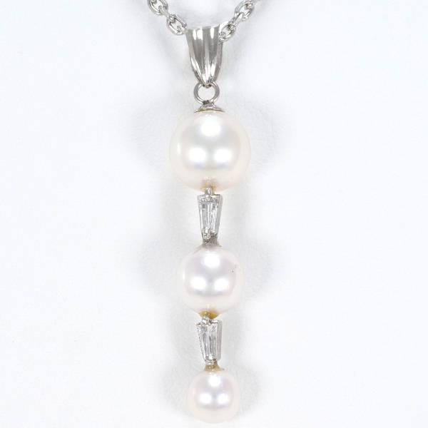 PT900 Platinum PT850 Necklace with Pearl and Diamond in Pristine Condition