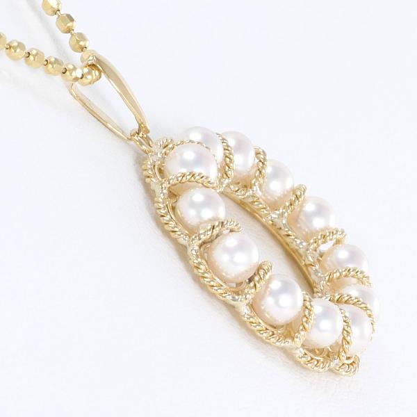 K18 Yellow Gold Necklace With Genuine Pearl, Total Weight Approximately 7.0g, Length roughly 40cm