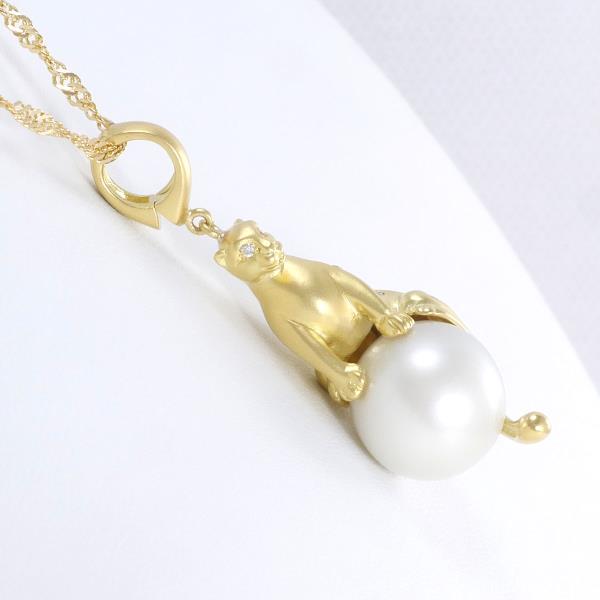 K18 Yellow Gold Necklace Pearl Diamond