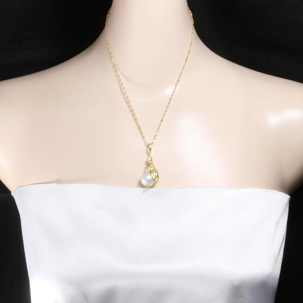 K18 Yellow Gold Necklace Pearl Diamond