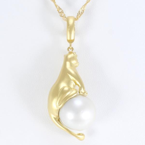 K18 Yellow Gold Necklace Pearl Diamond