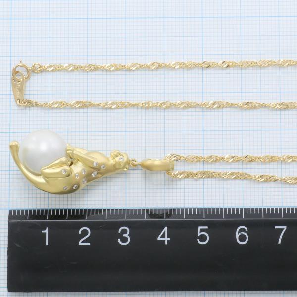 K18 Yellow Gold Necklace Pearl Diamond